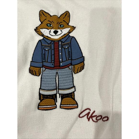 AKOO MENS EMBROIDERED FOX SWEATER SIZE LARGE CHINA VGC! - Picture 3 of 11